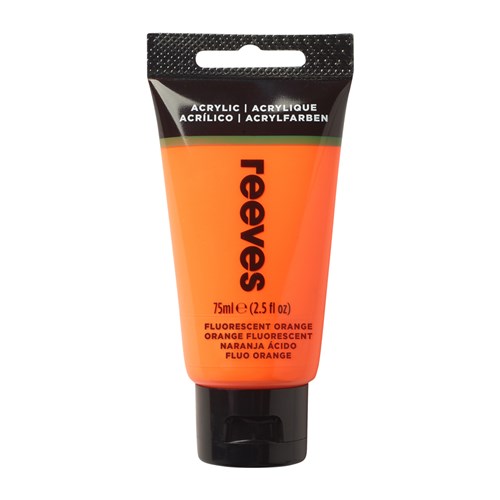 JAS-0011320 - REEVES ACRYLIC ARTIST PAINT 75ml Fluro Orange